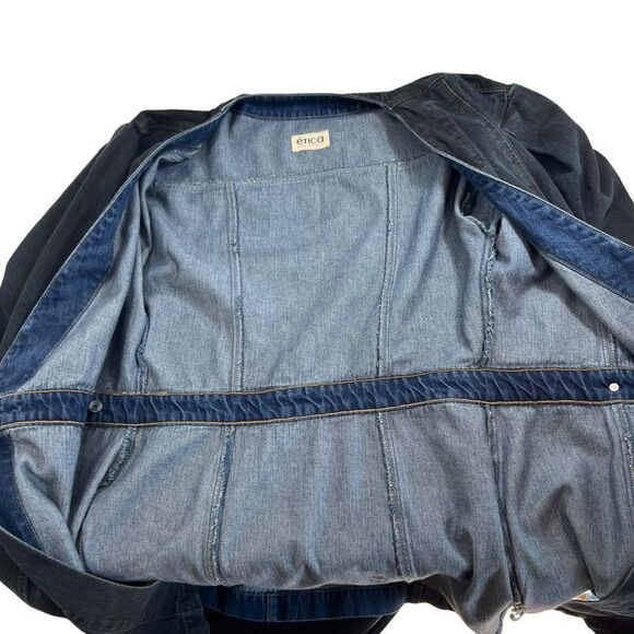 ETICA Mira Denim Wrap Dress in Black Lava - Picture 6 of 14